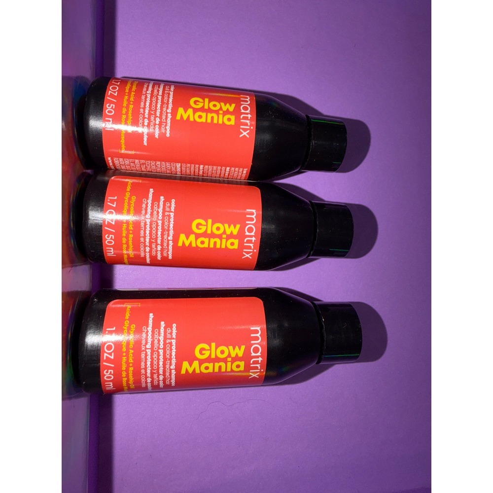 Matrix Glow Mania Shampoo Set of 3 Color Protecting Rosehip Oil travel hair care